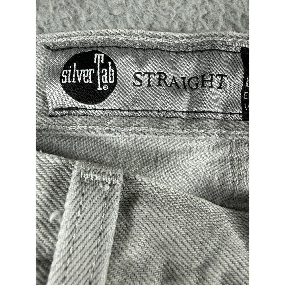 Levis SilverTab Straight Leg Jeans Gray Mens Size 36x26 100% Cotton